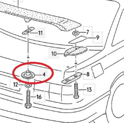Montagering für Heckspoiler Audi 80/90 Typ 89