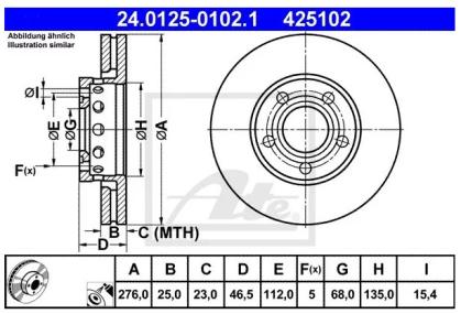 ATE Bremsscheibensatz VA Girling 60 für Audi Urquattro - 100/200 Typ 44