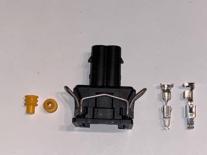 2-poliger Stecker Kit, gedichtetes Gehäuse mit Klammer, Pins und Dichtringen / Audi - VW