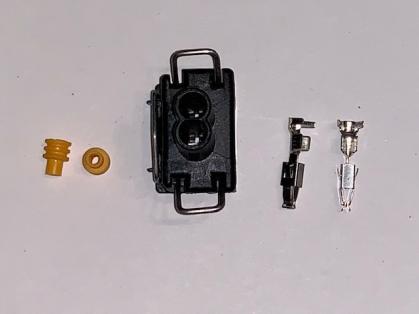 2-poliger Stecker Kit, gedichtetes Gehäuse mit Klammer, Pins und Dichtringen / Audi - VW