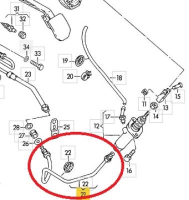 Kupplungsrohrleitung Audi C4 Verbindungsstück zum Geberzylinder