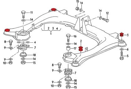PU Achsträgerlagersatz Verkline Audi Typ 81/85/89/B4 - Version M10