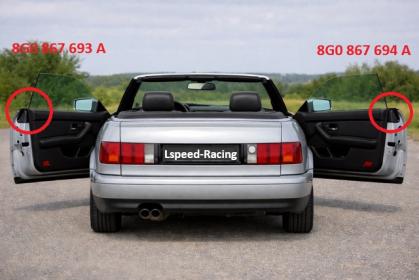 Übergangsabdichtstück Satz 2-fach Audi Cabrio Typ 89 Türe links und rechts, hintere Endstücke