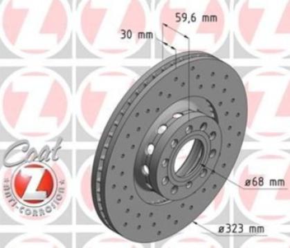Bremsscheiben gelocht 323x30 Audi 5x112  - 2 Stück Bremsscheibe (Satz) Zimmermann Sport Coat Z