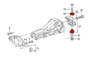 PU Hinterachsdifferentiallager Audi 100 / 200 Typ 44 und V8 D11 - 38mm Lager - VERKLINE