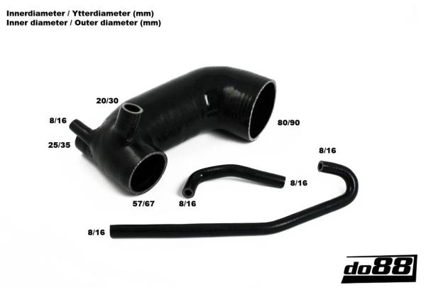 Silikon Luftmassenmesser Schlauch inkl. Schlauchschellen - Audi Urquattro 20V RR - do88 Silikon Luftmassenmesser Schlauch inkl. Schlauchschellen - Audi Urquattro 20V RR - do88