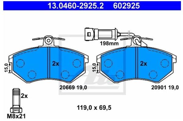 ATE Bremsbelagsatz Girling 54 - Audi Urquattro / Typ 44 / Typ 89 / B4