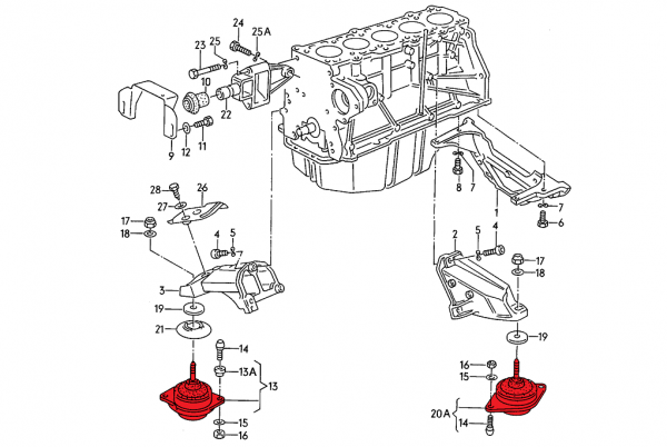 Motorlagersatz Racing Verkline - Audi Typ 89 / B4 / C4 / Typ 44 / Typ 85 / Urquattro