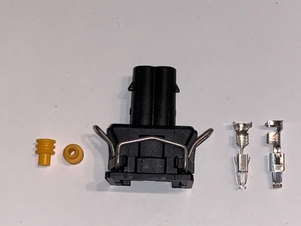 2-poliger Stecker Kit, gedichtetes Gehäuse mit Klammer, Pins und Dichtringen / Audi - VW