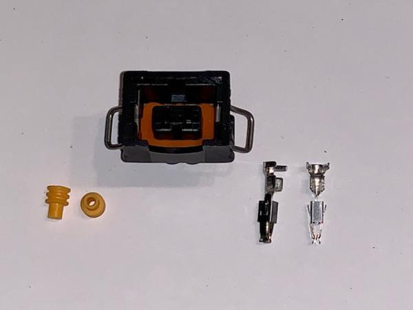 2-poliger Stecker Kit, gedichtetes Gehäuse mit Klammer, Pins und Dichtringen / Audi - VW