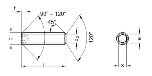 Gewindestift M8x25 mit Innensechskant | Ringschneide - 10 Stück
