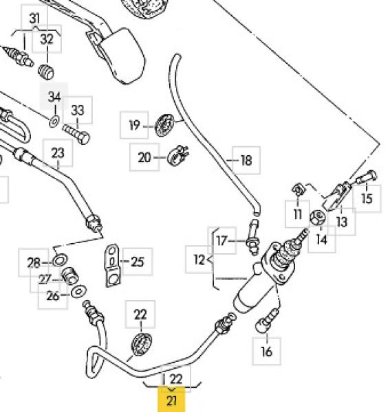 Kupplungsrohrleitung Audi C4 Verbindungsstück zum Geberzylinder