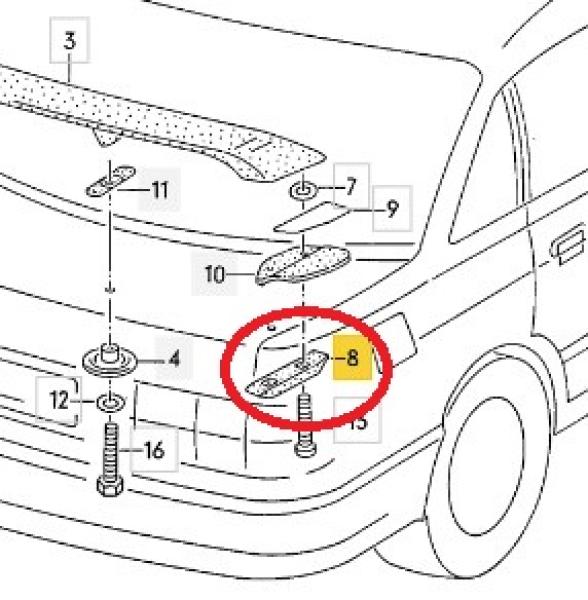 Halter Heckspoiler Alu - Audi 80 B4 links / rechts