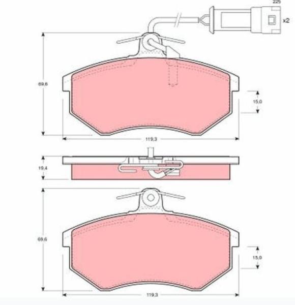 Bremsbelagsatz Vorderachse TRW - Audi 80/90/Urquattro/Typ44 Girling 54 Bremsbelagsatz Vorderachse TRW - Audi 80/90/Urquattro/Typ44 Girling 54