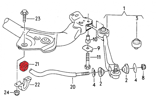 PU Vorderachsstabilagerung 28mm Audi S4 S6 C4 - Verkline