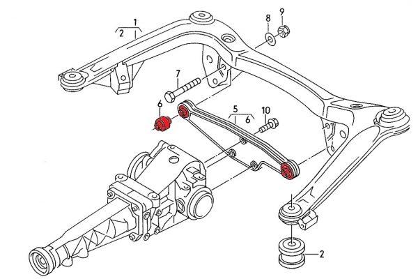 PU Differentialhalterbuchsensatz Hinterachse Audi B4 / B5 Quattro - VERKLINE