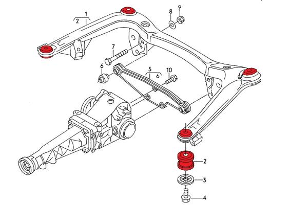 Lagersatz Hinterachsträger Aluminium - Verkline - Audi S2/RS2/80 B4/A4/S4/RS4 Quattro