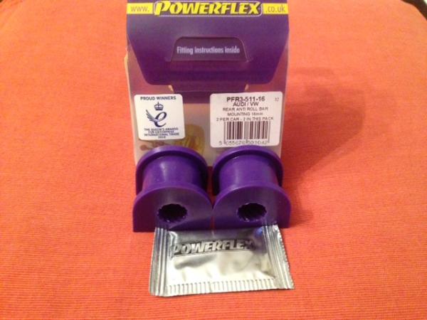 Powerflex Audi 80 B4 Avant Limo Quattro, S2, RS2 (1992-1996) hinterer Stabi 16mm PU Buchse Kit